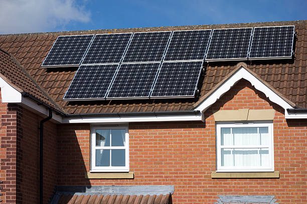 Solar panels installed on the roof of a residential house.